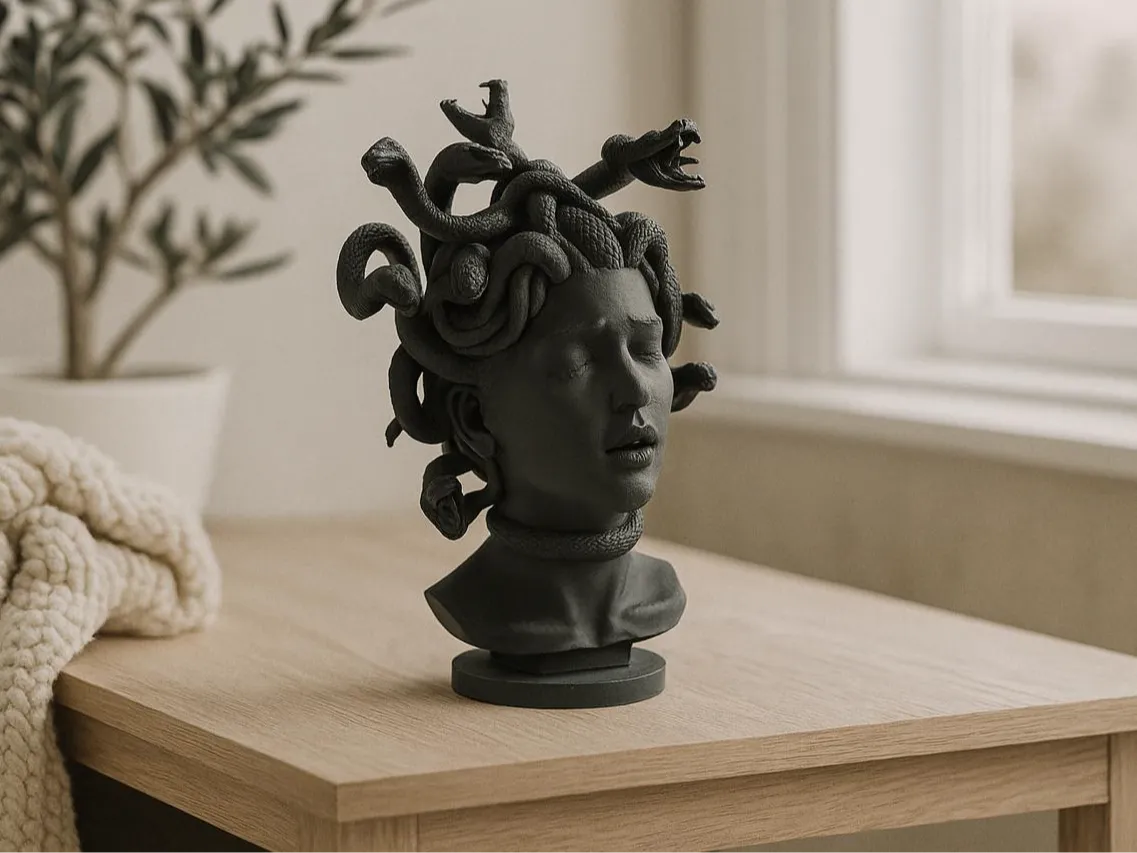 Medusa Bust Sculpture, Elegant Mythological Decor