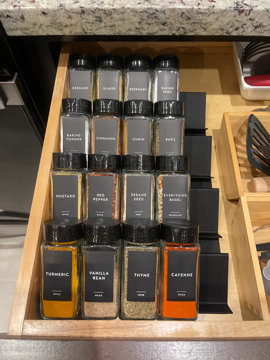 Spice drawer organizer
