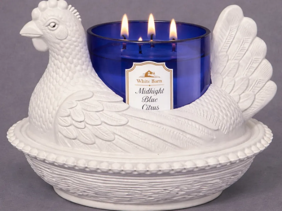 Vintage Hen on Nest BBW 3 Wick Candle Holder