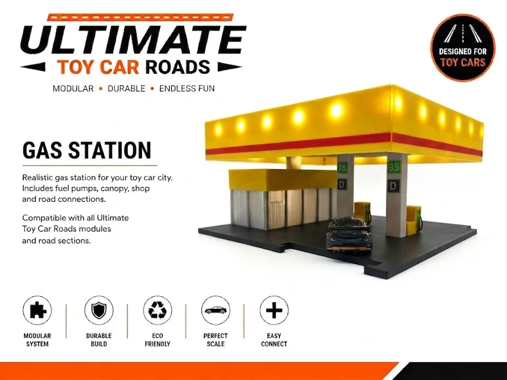 Ultimate Toy Car Roads - Yellow Gas Station - Toy Cars & Vehicles, in stock