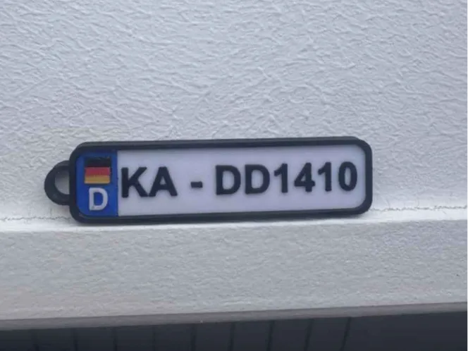 Car license plate KEYCHAIN with Flag - Number Plate Keychains, in stock