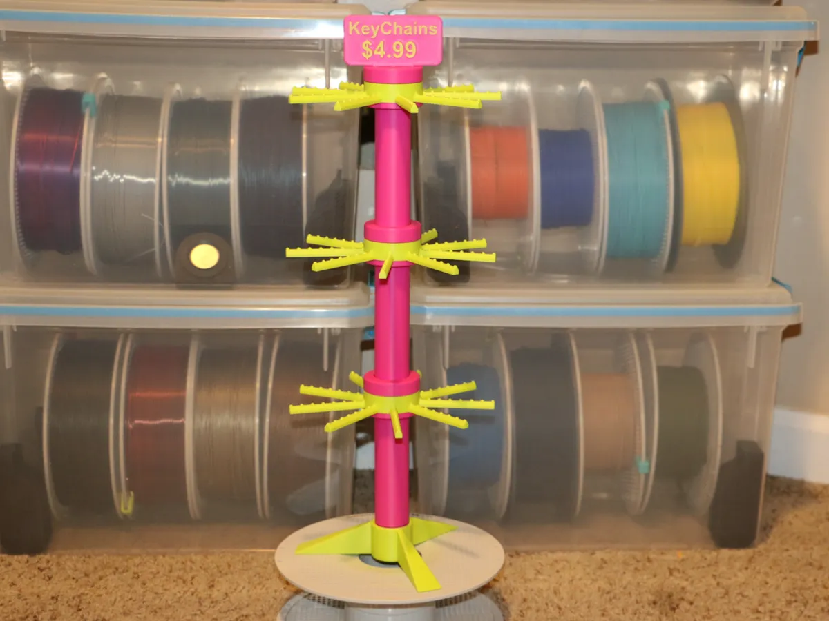 Spinning keychain display stand customizable