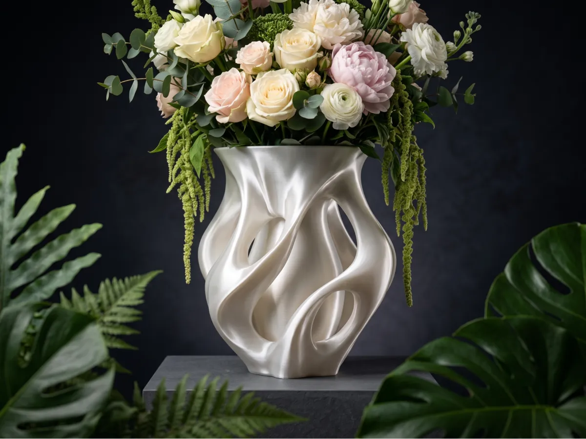 LumaRibbon Vase, Organic Openwork Flower Vase