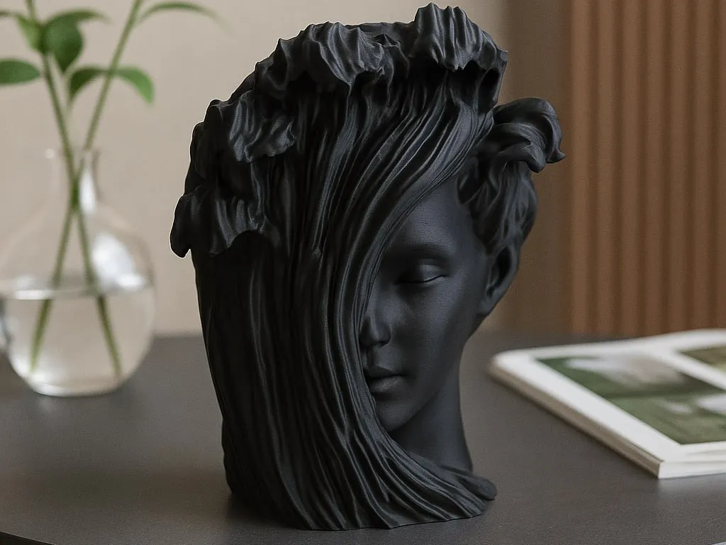 Wave Head Sculpture, Surreal Conceptual Bust