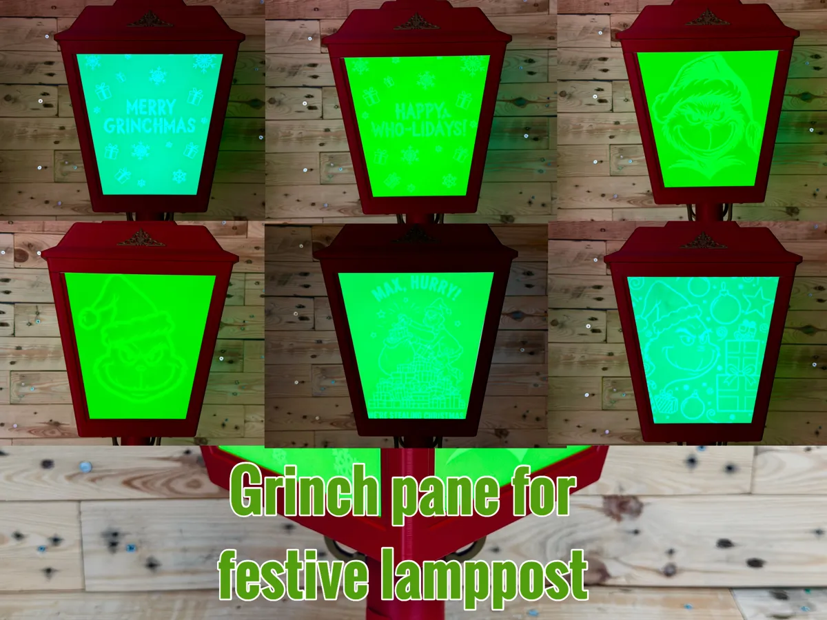 Grinch Pane for festive Lamppost