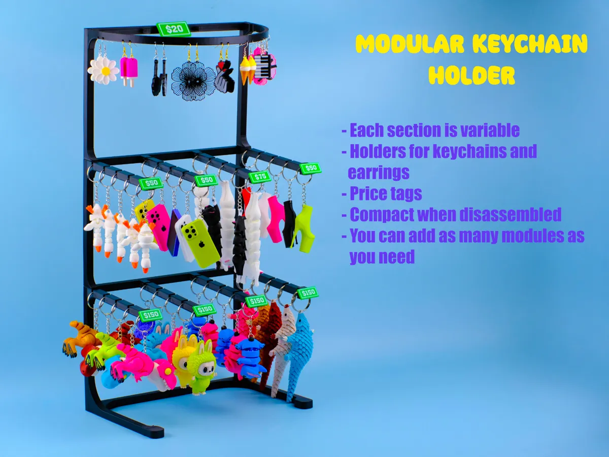 Modular stand for keychains and earrings