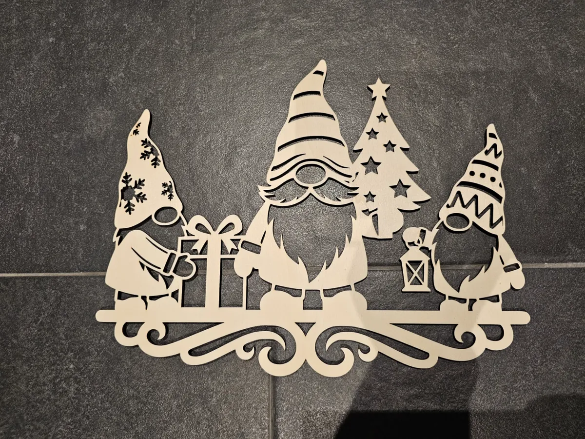 Whimsical Gnome Trio Laser Cut Window Silhouette