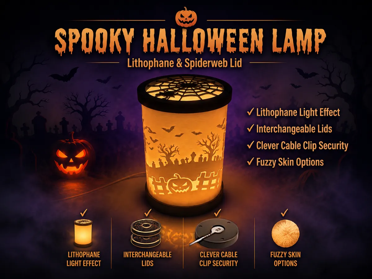 Spooky Halloween Lamp - Lithophane & Spiderweb - Festivities, in stock in India