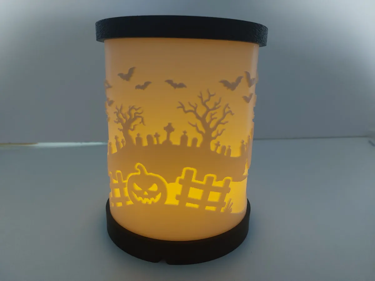 Spooky Halloween Lamp - Lithophane & Spiderweb, photo 2 of 4 - Spooky Halloween Lamp - Lithophane & Spiderweb Household