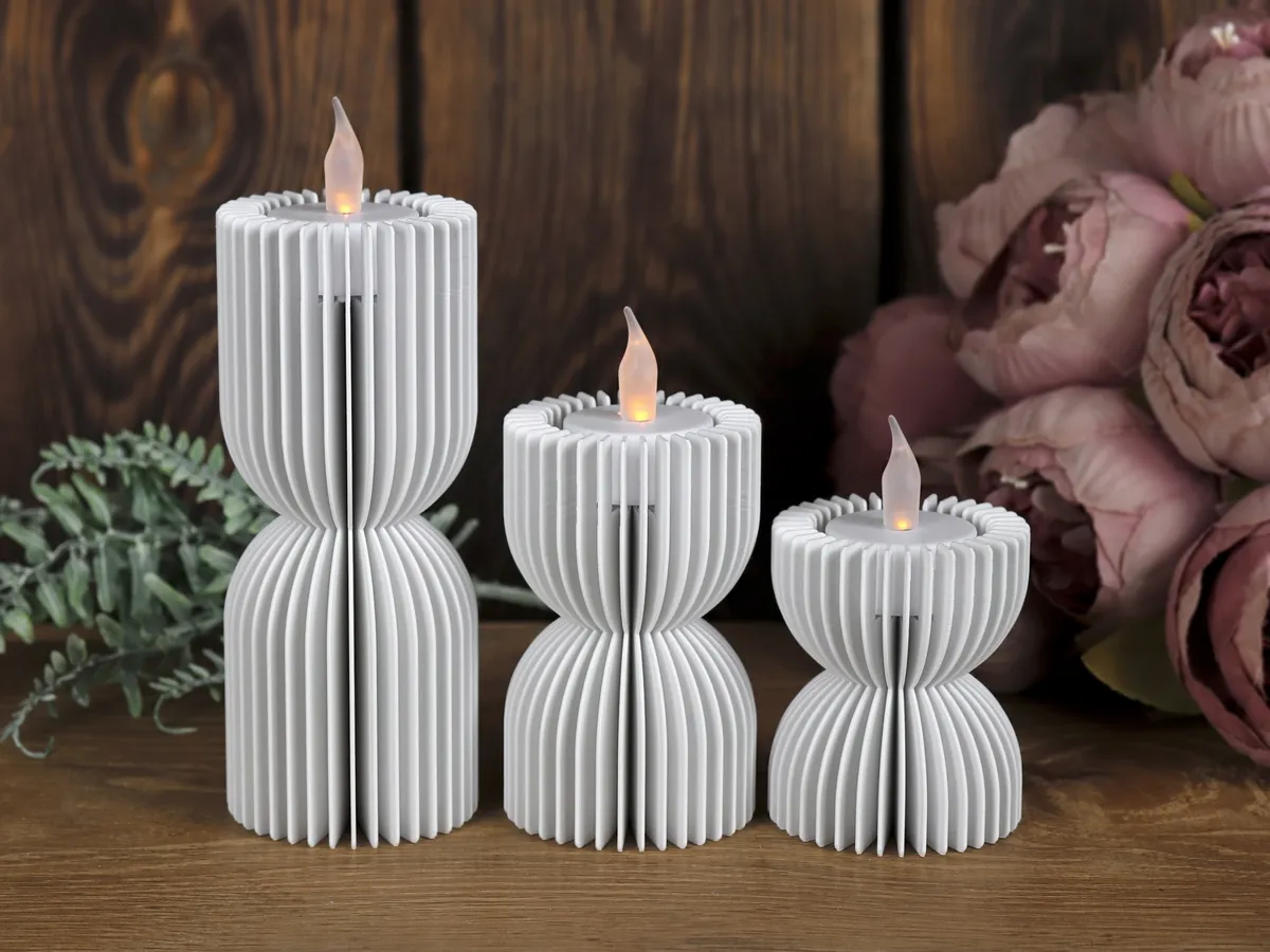 Pillars of Light 2: Hourglass Tealight Holder Set, photo 2 of 4 - Pillars of Light 2: Hourglass Tealight Holder Set Household