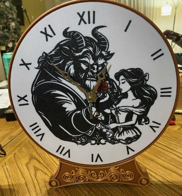 Beauty and the Beast Clock Face - Photo Art & Lithophanes, in stock in India