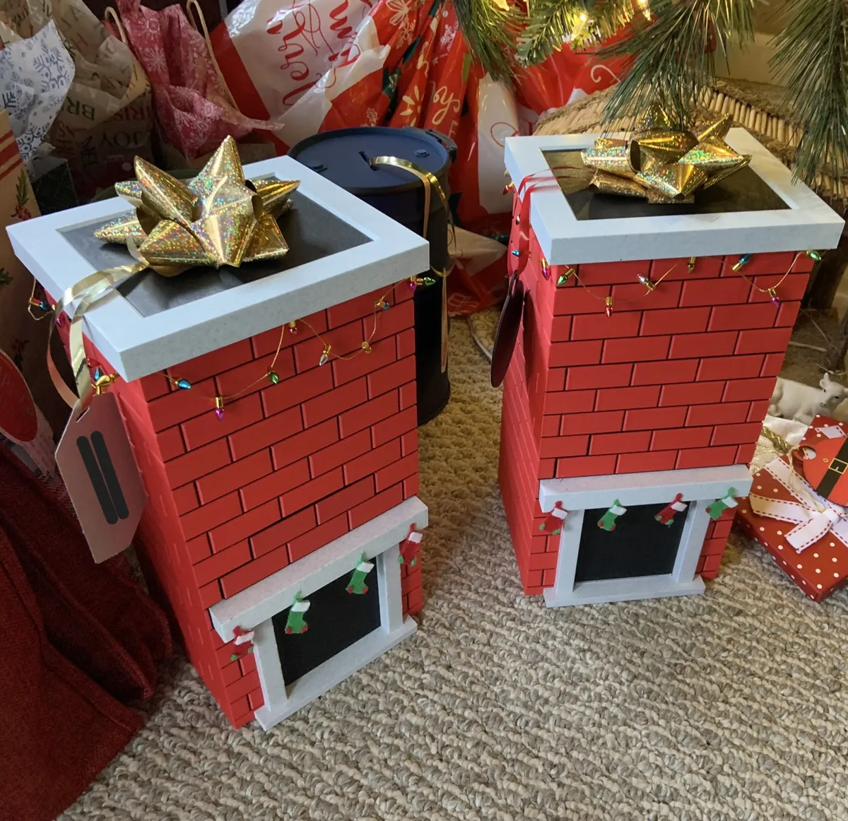 Chimney gift box with concealed opening