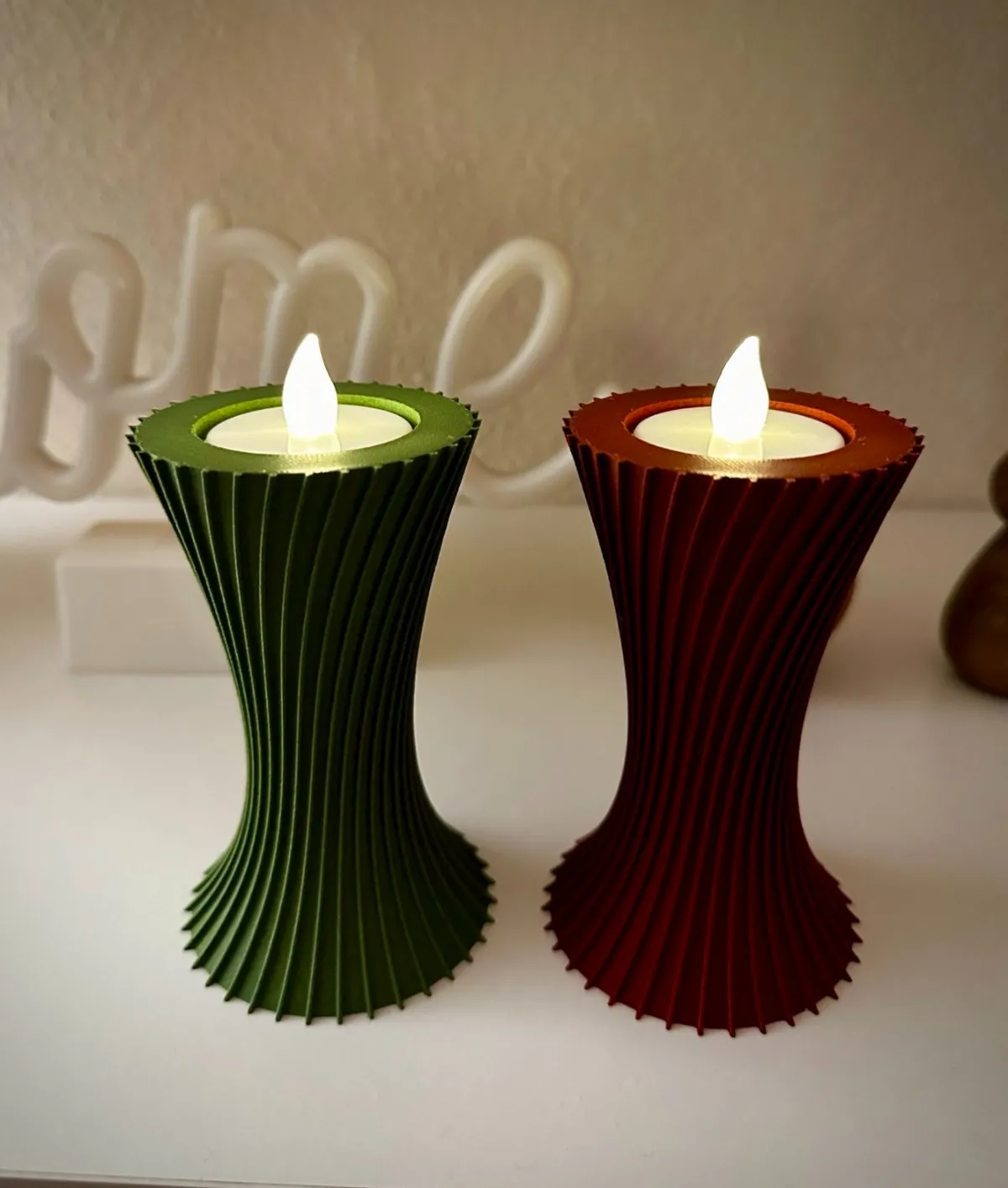 Twisted Hourglass Shaped Pillar Candle Holder