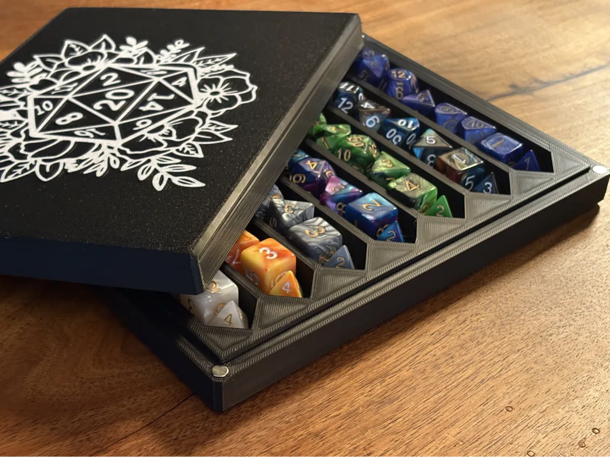 Dice Organizer Magnetic Lid with Rolling Tray