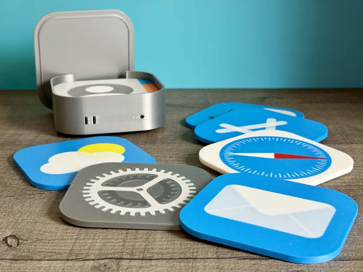 Apple macOS and iOS inspired icon coaster set