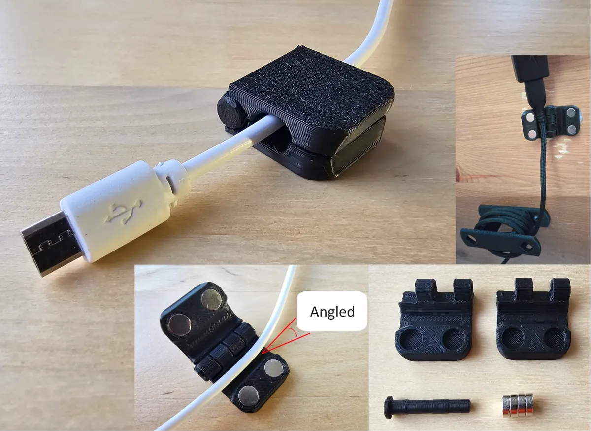 Magnetic Cable Clip Holder - Printed Hinge Pin