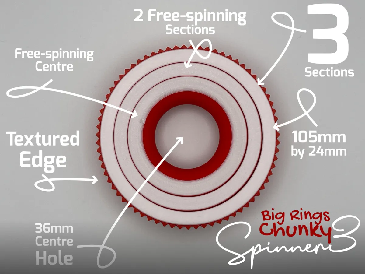 Spinner3 BigRings Chunky Fidget Spinner, photo 2 of 4 - Spinner3 BigRings Chunky Fidget Spinner Fidget & Sensory Toys