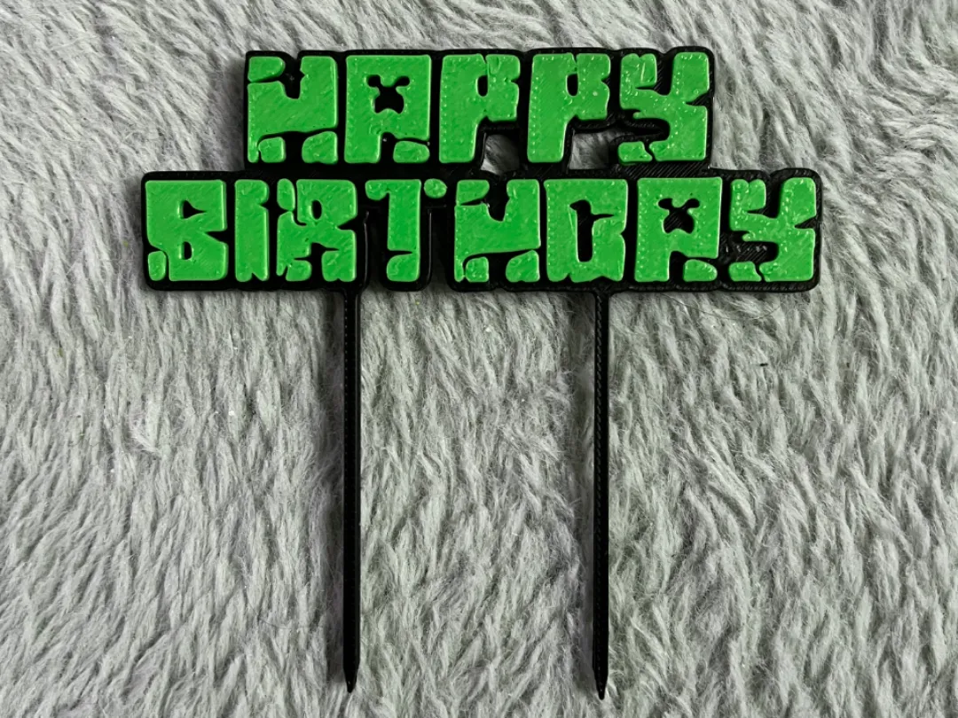 Minecraft Happy Birthday Cake Topper