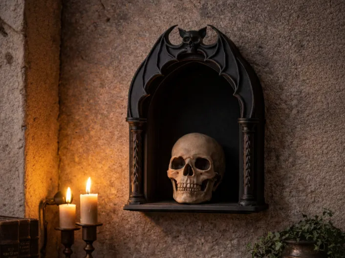 Gothic Wall Niche - Bat Wings Display Stand