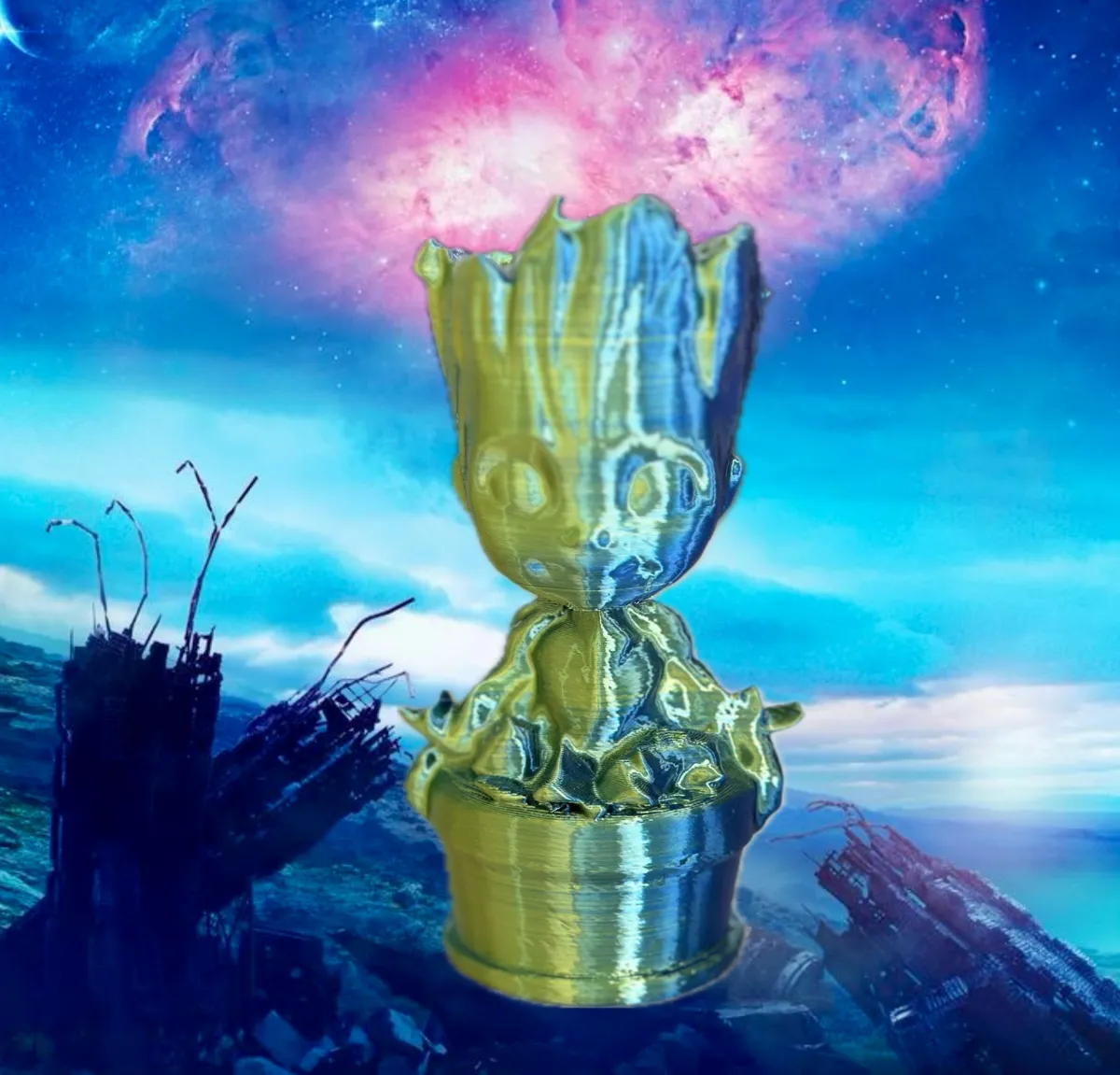 Three cute baby Groot guys in flower pot, photo 4 of 4 - Three cute baby Groot guys in flower pot Garden & Outdoor
