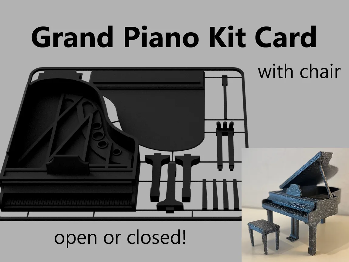 Grand Piano Kit Card (1:24) with chair - Music, in stock in India