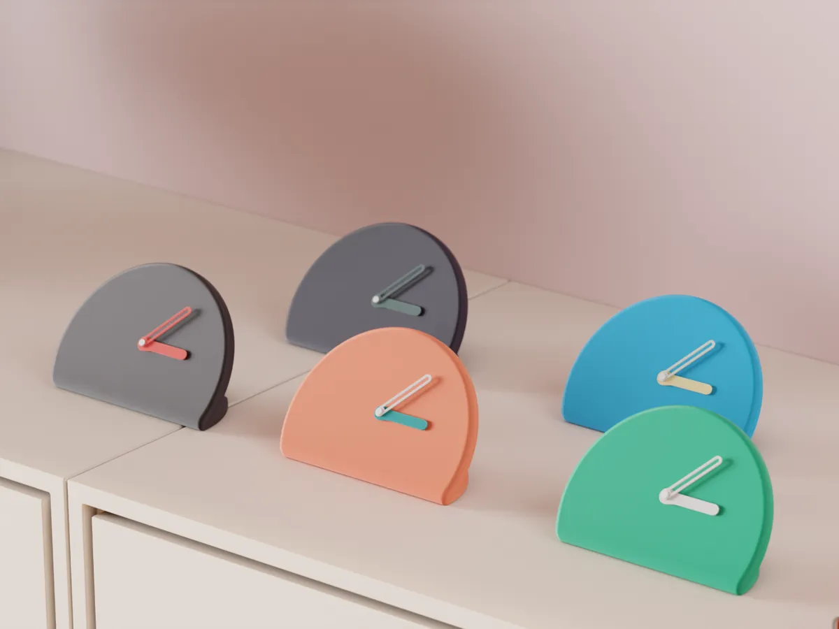 Modern Desktop Clock. Minimalist folded design
