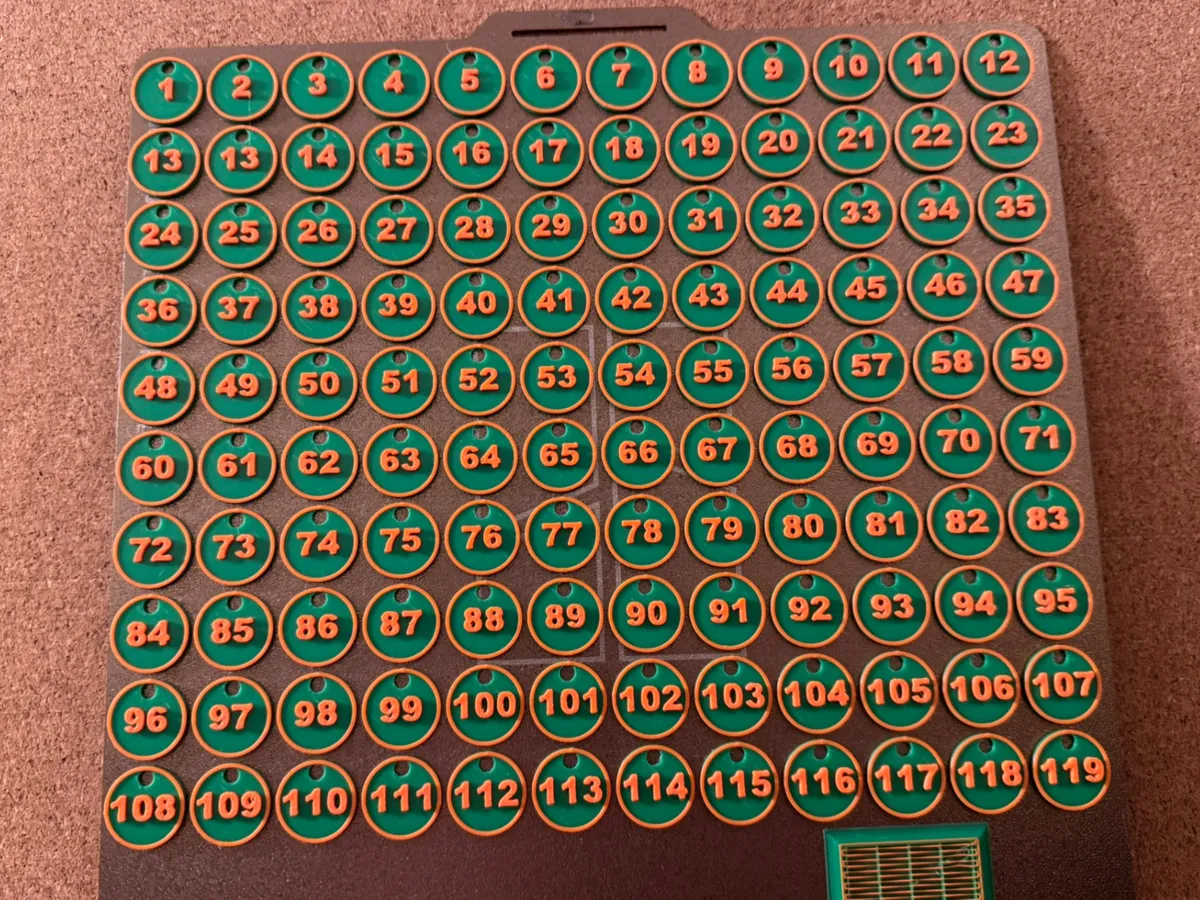 Tokens with numbers 1 - 120