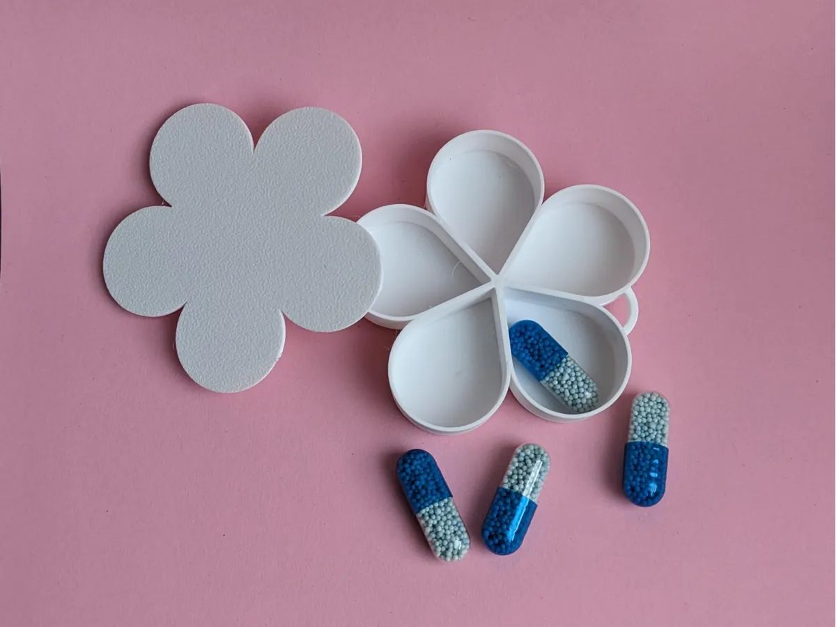 Flower-Shaped Pill Box Keychain