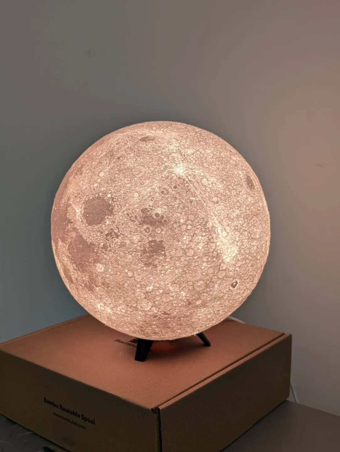 Lithophane HD Moon Lamp with LED Strip option, photo 2 of 4 - Lithophane HD Moon Lamp with LED Strip option Home Decor Items