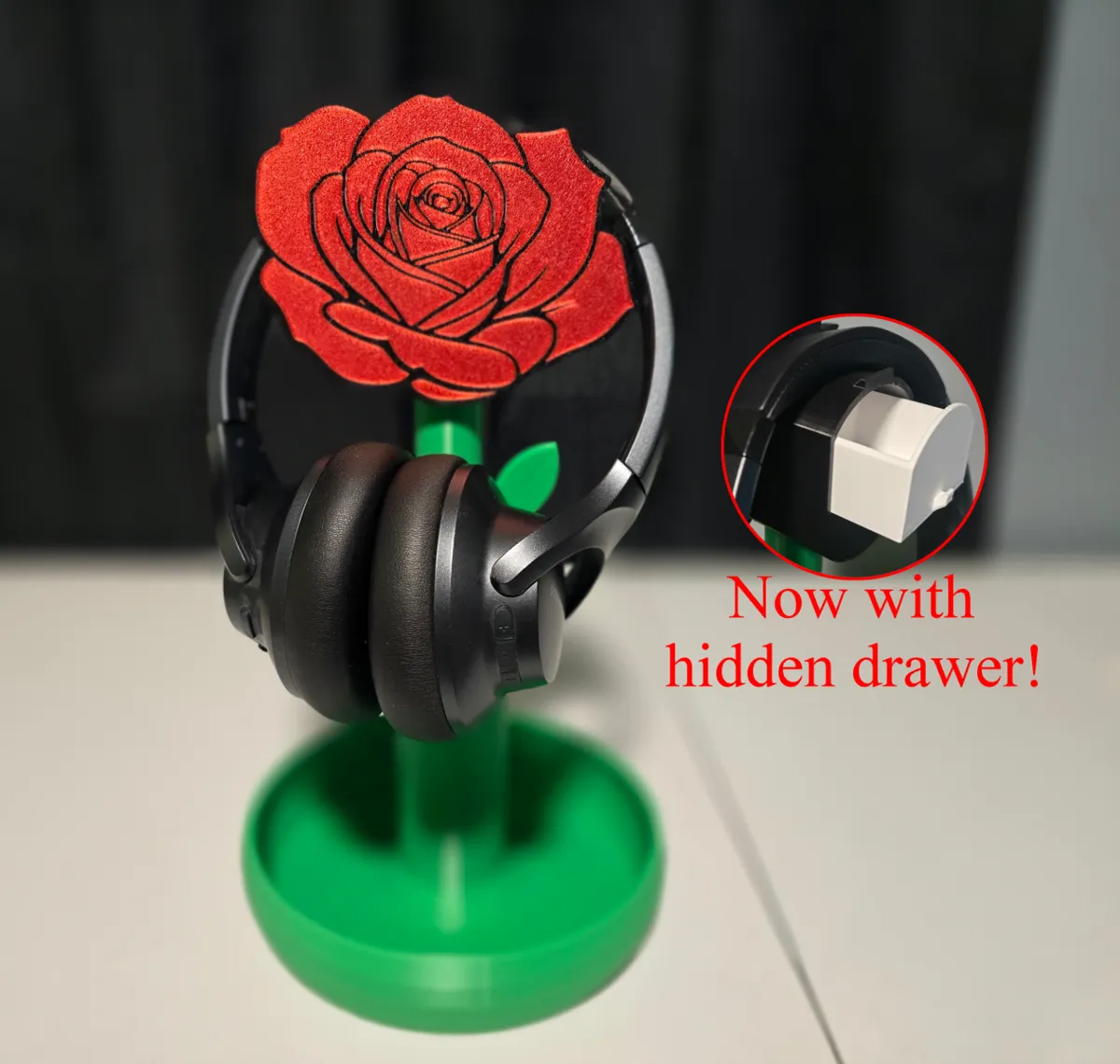 Rose, Flower Headphone stand with tray - Music, in stock in India