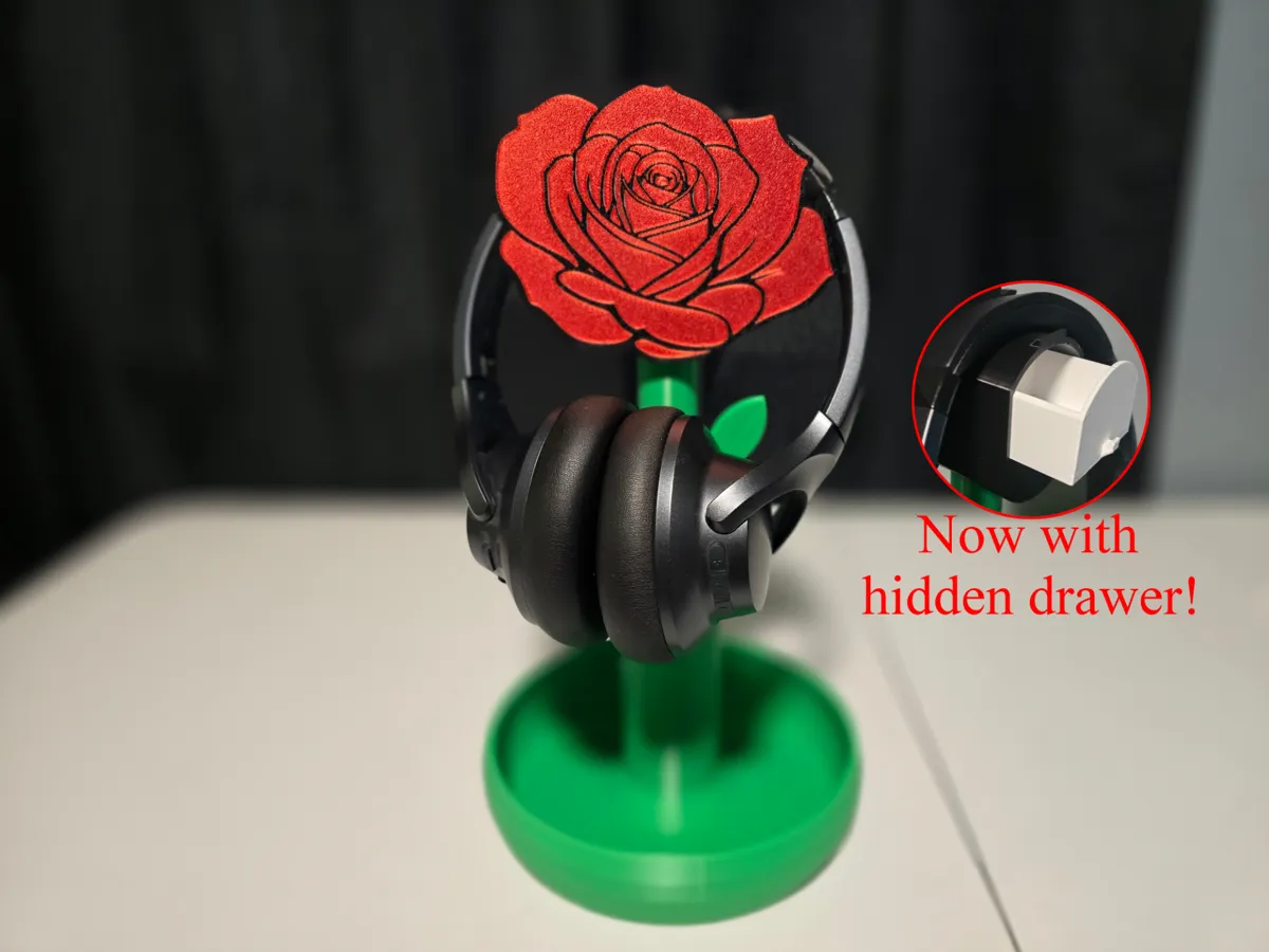 Rose, Flower Headphone stand with tray, photo 2 of 4 - Rose, Flower Headphone stand with tray Hobby & DIY