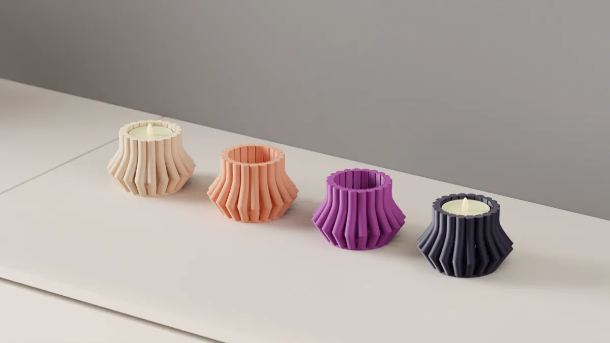 Modern Ribbed Tealight holder. LED candle Stand, photo 2 of 4 - Modern Ribbed Tealight holder. LED candle Stand Home Decor Items