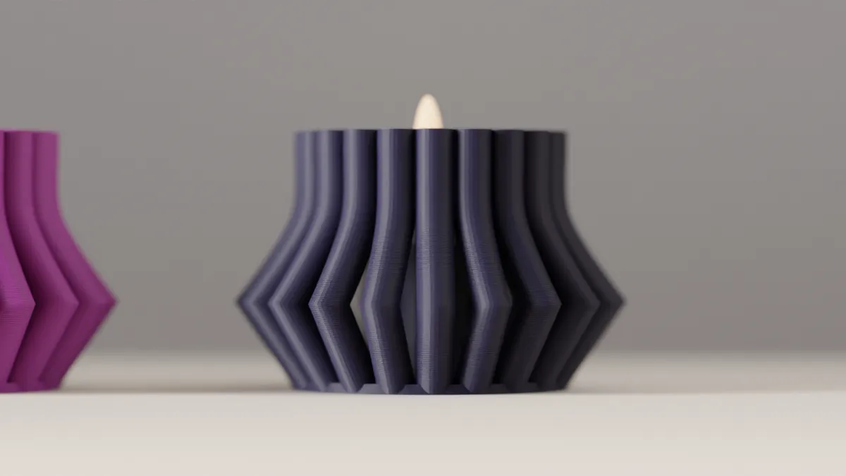 Modern Ribbed Tealight holder. LED candle Stand, photo 3 of 4 - Modern Ribbed Tealight holder. LED candle Stand Home Decor Items
