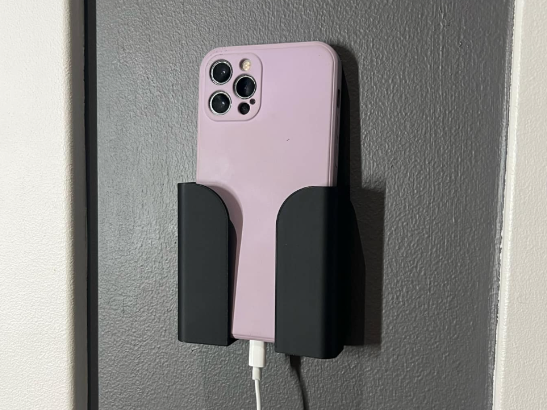 Wall Mounted Phone Holder with Charger Passthrough