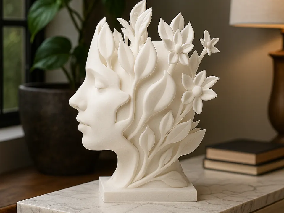 Nature Muse Sculpture, Modern Botanical Statue
