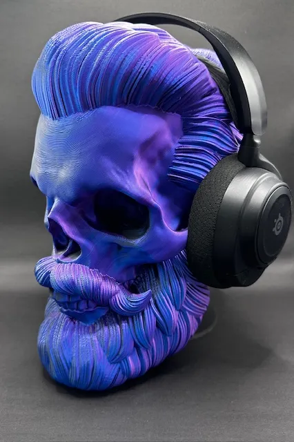 Headphone Stand Gamer Hair - Beard Skull Nº1, photo 4 of 4 - Headphone Stand Gamer Hair - Beard Skull Nº1 Art
