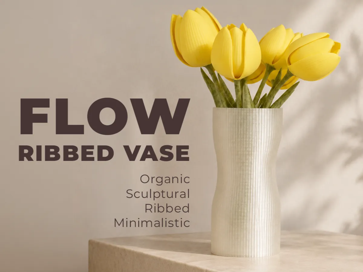 Flow Ribbed Vase, Organic Deform Vase - Ribbed & Textured Vases, in stock