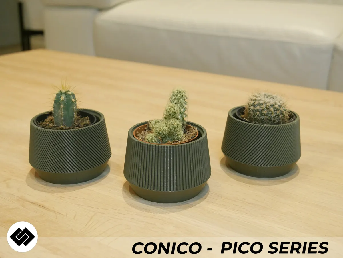 Conico Series Triple Planter Set, photo 3 of 4 - Conico Series Triple Planter Set Garden & Outdoor
