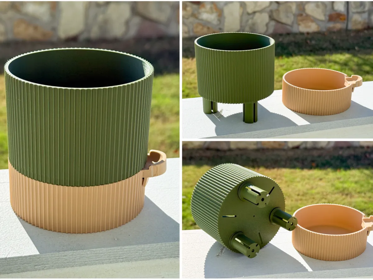 Round Self-Watering Planter Ribbed (Small) - Self-watering Planters, in stock in India