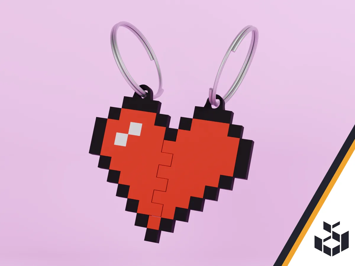 8-Bit Pixel Heart Keychains, photo 2 of 4 - 8-Bit Pixel Heart Keychains Toys & Games