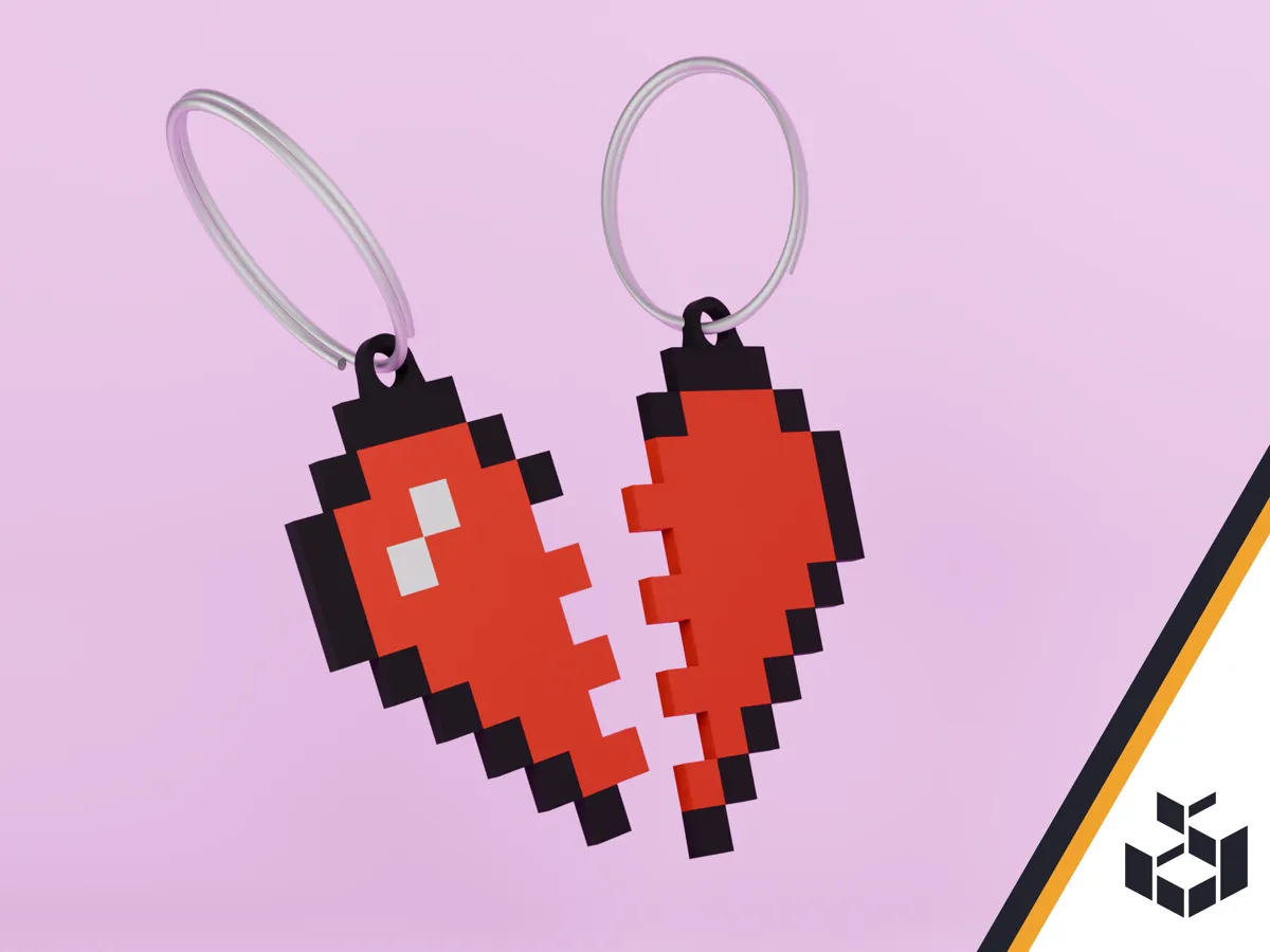 8-Bit Pixel Heart Keychains, photo 3 of 4 - 8-Bit Pixel Heart Keychains Toys & Games