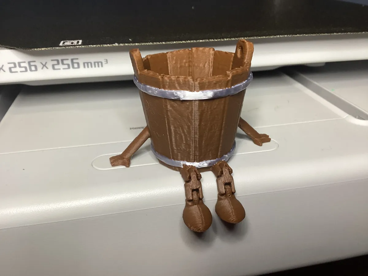 Articulated Wooden Bucket With Legs - Desk Toy - Characters, in stock in India