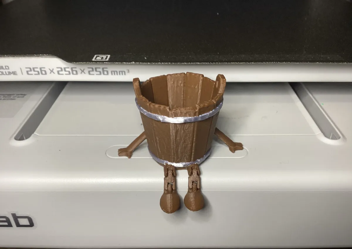 Articulated Wooden Bucket With Legs - Desk Toy, photo 2 of 2 - Articulated Wooden Bucket With Legs - Desk Toy Toys & Games