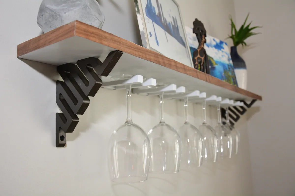 Wine Glass Holder Brackets for Shelf, photo 3 of 4 - Wine Glass Holder Brackets for Shelf Kitchen & Dining