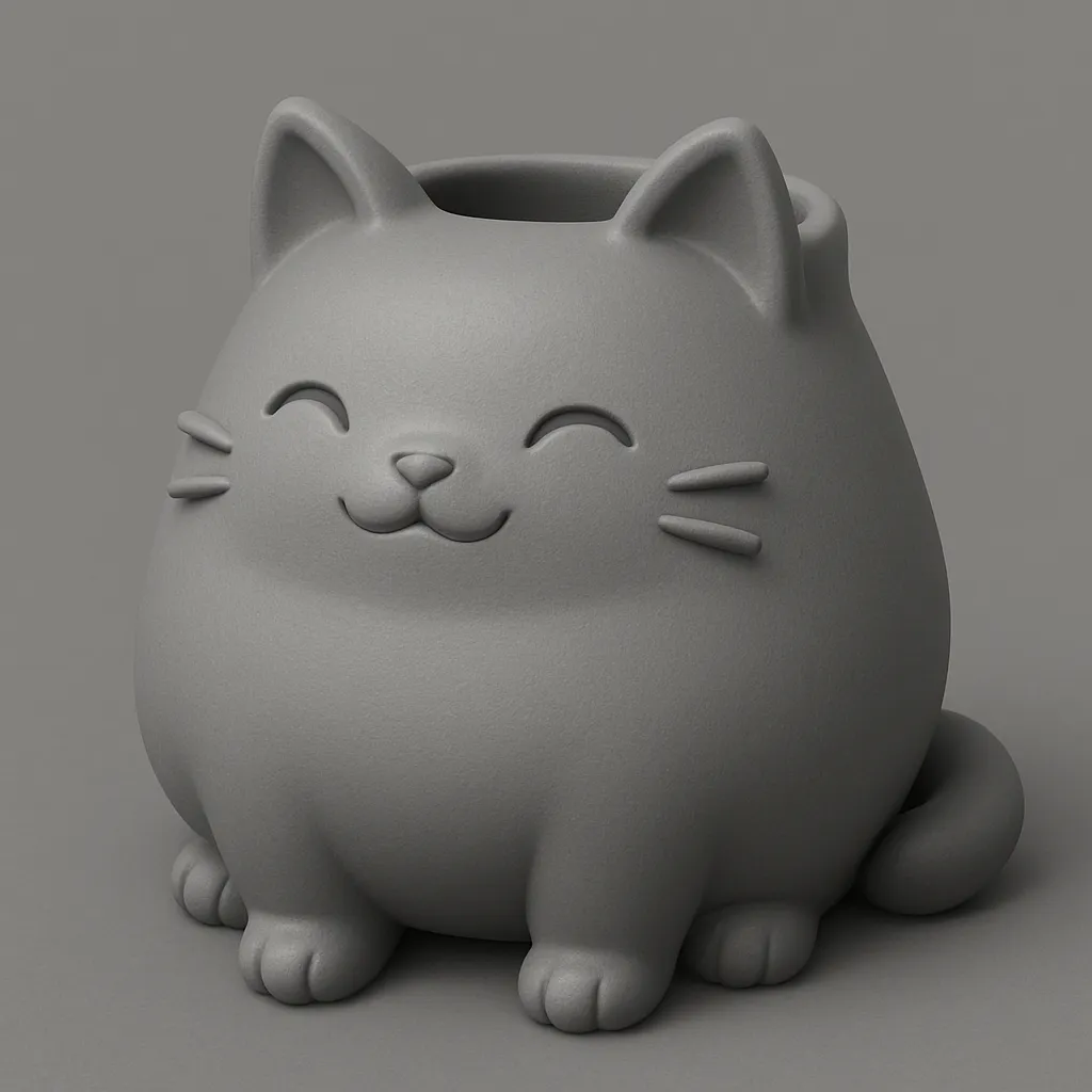 Fat Chibi Cat Planter, photo 3 of 3 - Fat Chibi Cat Planter Garden & Outdoor