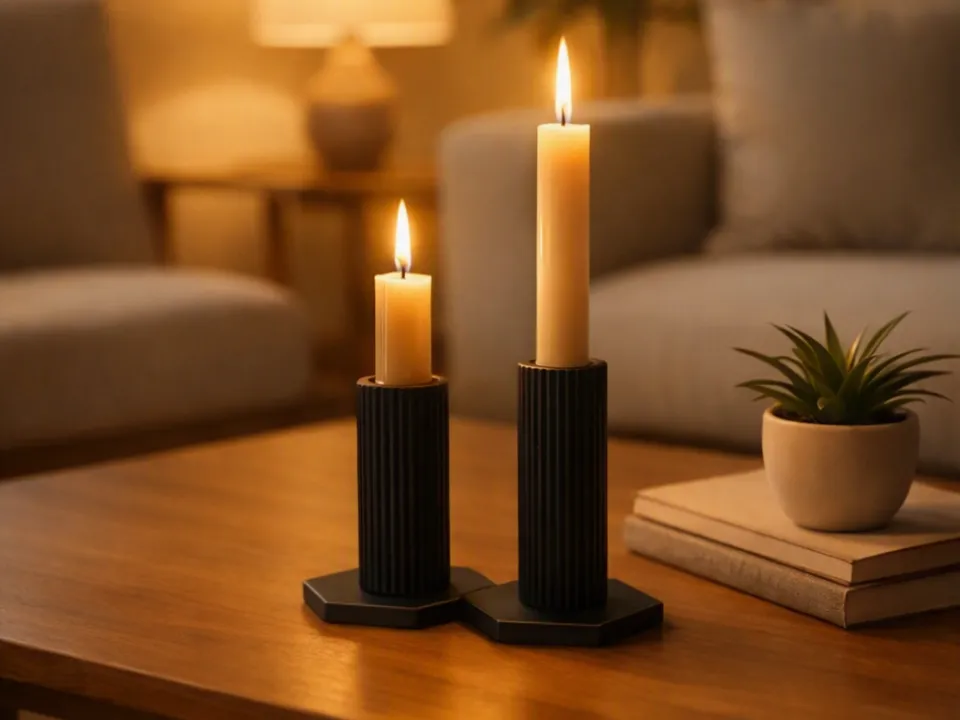 Modern Candle Holder Duo Set - Taper & Candlestick Holders, in stock in India