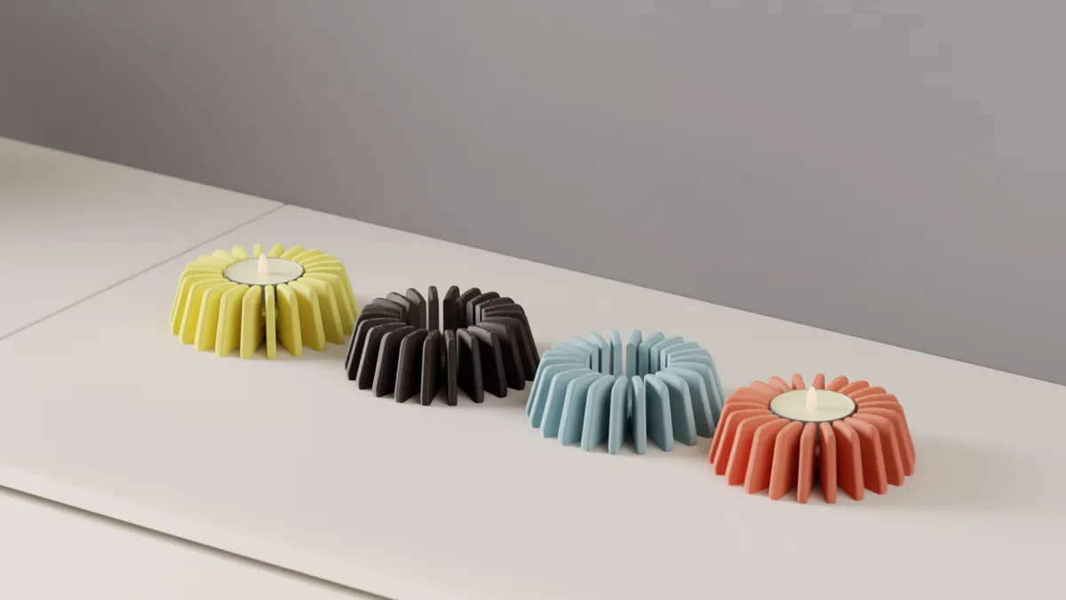 modern led candle holder. finned tealight, photo 3 of 4 - modern led candle holder. finned tealight Home Decor Items