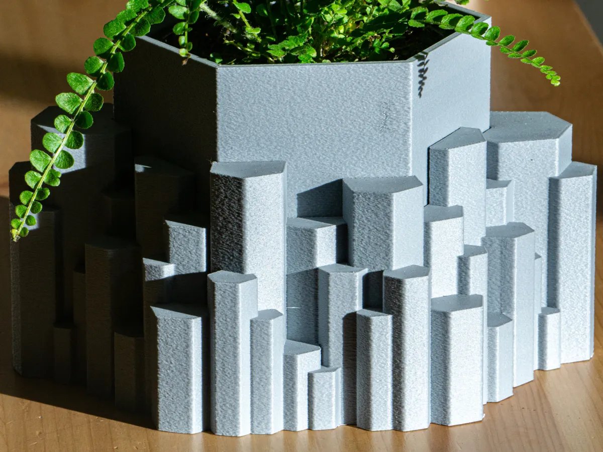 Stone Pillars Planter Pot, with Drainage Holes and Tray, Icelandic/Nordic Design, photo 4 of 4 - Stone Pillars Planter Pot, with Drainage Holes and Tray, Icelandic/Nordic Design Garden & Outdoor