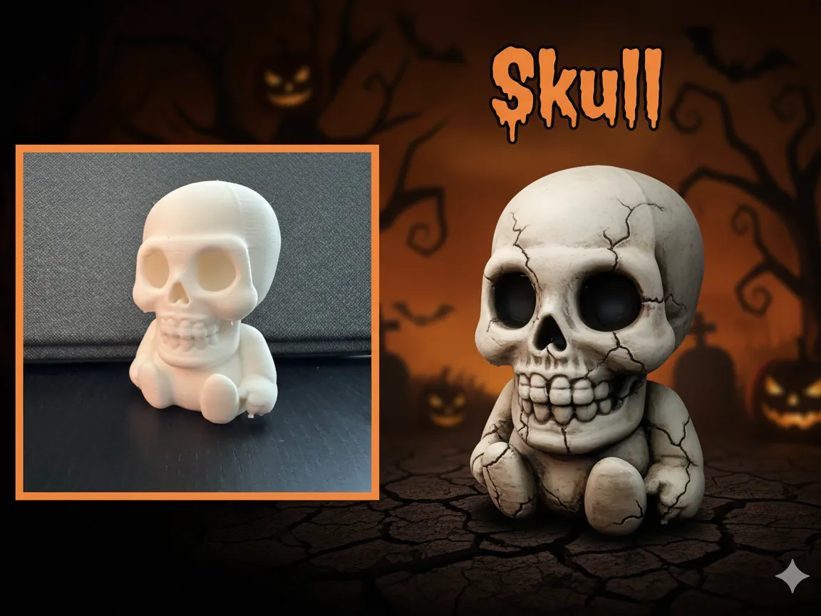 Cute Halloween Skull Figurine