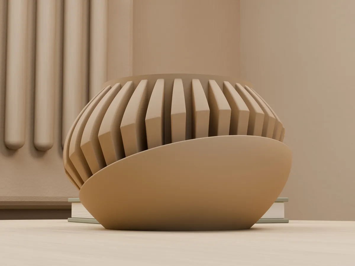 Sculptural Ribbed Planter with Tray, photo 3 of 4 - Sculptural Ribbed Planter with Tray Household